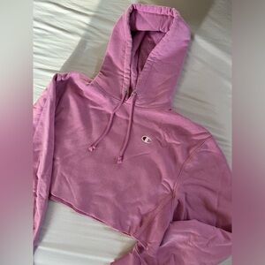 Champion Light Pink/Purple Cropped Hoodie